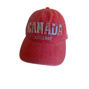 Canada Jasper Cap Red Embroidered "Canada Est. 1867" Baseball Hat Adjsutable